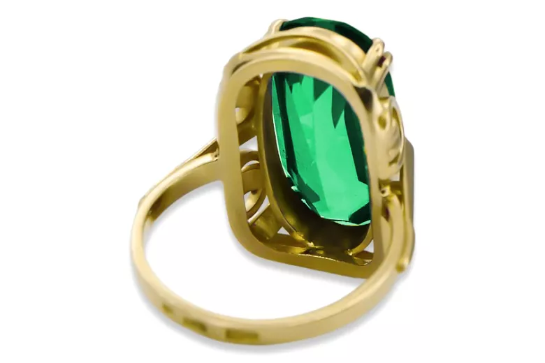 Ring Vintage style Emerald 14K Yellow gold vrc038y